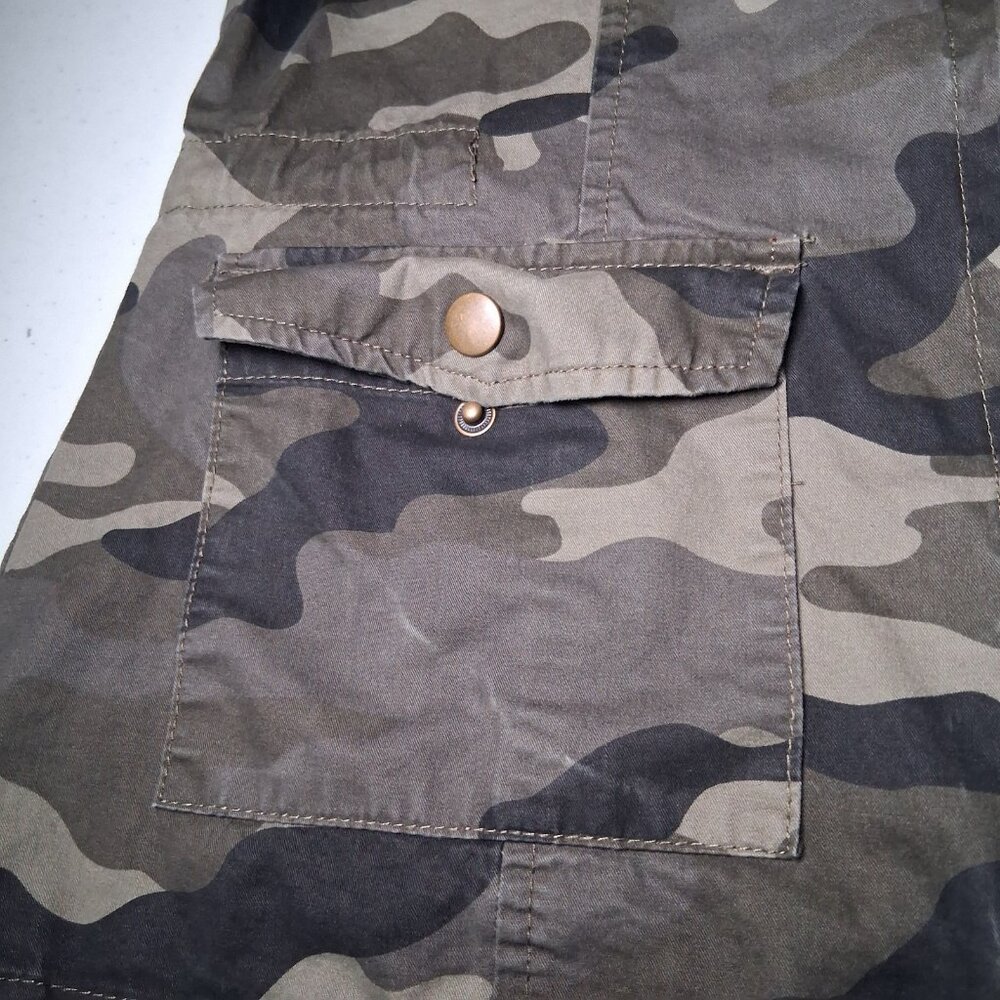 Endless Love Camo Jacket Women M Woodland Camouflage Utility Military Cargo Zip - Picture 15 of 16